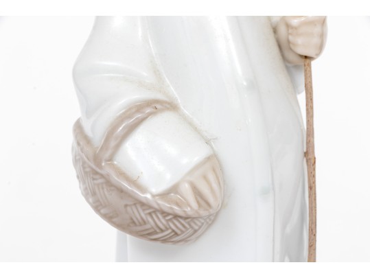 Charming Pair Of Lladro Figurines, Including A Winsome Cat And Shepherdess