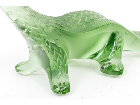 Lalique, France Charming Green Textured Glass Lizard Figure
