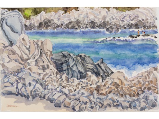 William L. Drake (1929-2019) Puerto Angelito Mexico Watercolor On Paper - Unframed
