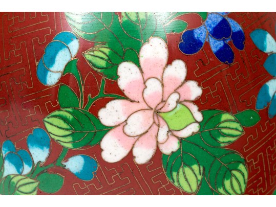 Lot Of Four Striking Vintage Chinese Cloisonne Pieces, Including A Ginger Jar