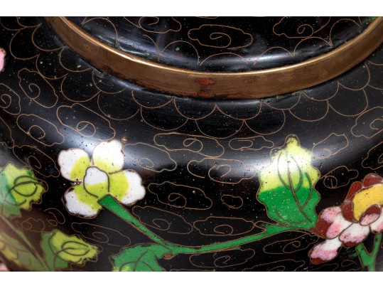 Lot Of Four Striking Vintage Chinese Cloisonne Pieces, Including A Ginger Jar