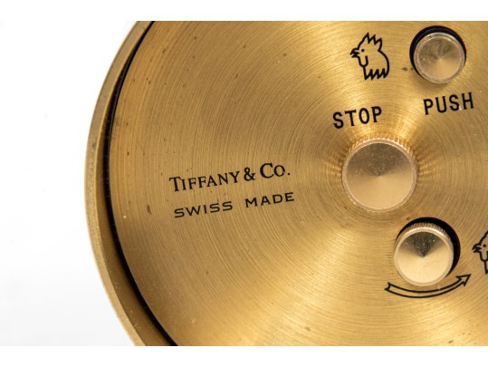 Tiffany & Co. Handsome Brass Travel Clock, White Dial