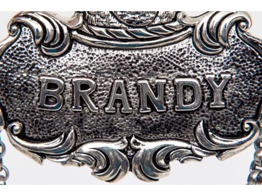 Vintage Bold 830 Silver Hawk Motif Brandy And Whisky Labels, German