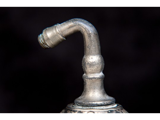 Pretty Antique English Sterling Silver And Cut Crystal Perfume Bottle, Circa 1902