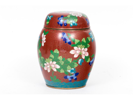 Lot Of Four Striking Vintage Chinese Cloisonne Pieces, Including A Ginger Jar