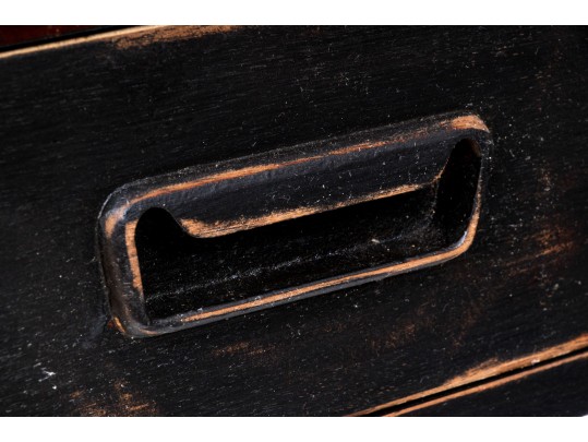 Lane Vintage Brown Wood And Black Distressed Painted Acclaim End Table