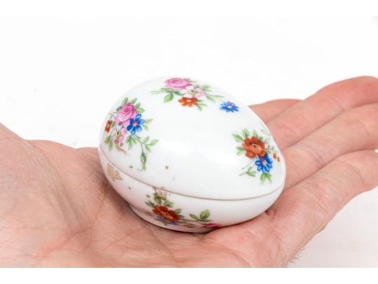 Pair Of Egg Shaped Porcelain Boxes, Marked Limoges, France