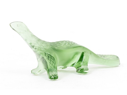 Lalique, France Charming Green Textured Glass Lizard Figure