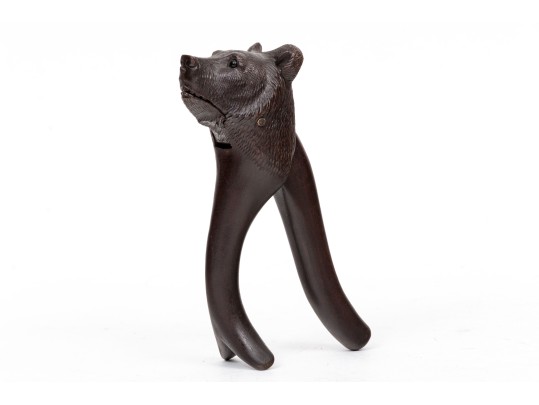 Wonderful Antique Hand Carved Black Forest Bear Nutcracker, Glass Eyes
