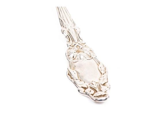 Sterling Silver Lovely Vintage Pierced Flower Motif Serving Fork And Spoon