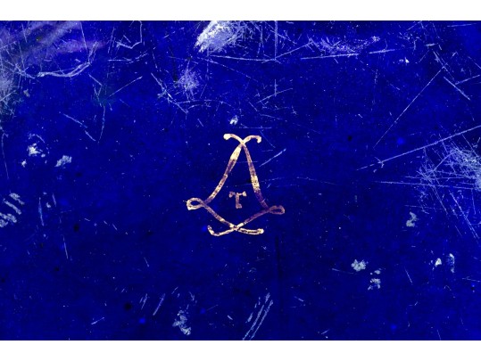 Antique Sevres Cobalt Blue Lattice Patterned Box With Village Scenes And Panels, Circa 1772