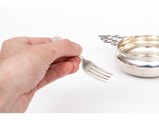 Vintage Sterling Baby Cup, Bowl, Fork And Spoon