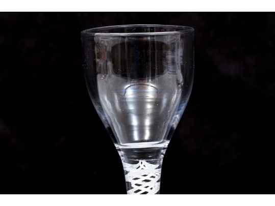 Two Antique Spiral Stem Cordial Glasses