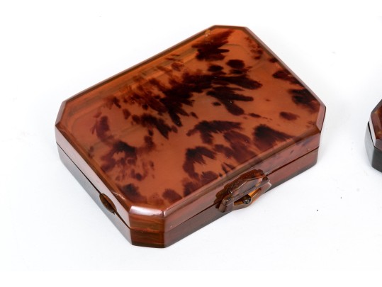 Pair Of Vintage Card Cases/compacts, One With Ruby And Diamond Initialed Top