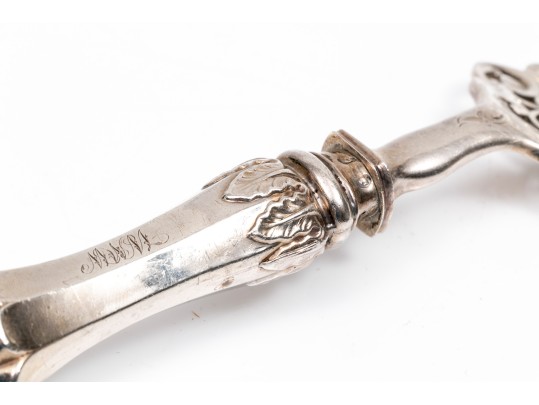 Antique Sterling Silver Ornate Serving Fork, Sheffield England, 1890, Henry Wilkenson