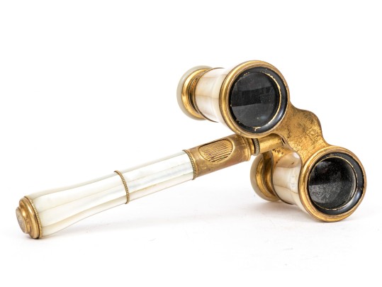 Lemaire Fi, Paris Lovely Vintage Long Handle Mother-of-pearl Opera Glasses