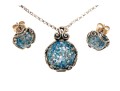 Sterling Silver And Roman Glass Necklace And Earrings Set