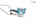 14K White Gold Necklace With 10K, Topaz And Sapphire Pendant