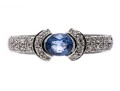 14k White Gold Contemporary Pale Blue Sapphire And Pave Set Diamond Ring, 0.19 TCW, Size 7