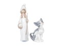 Charming Pair Of Lladro Figurines, Including A Winsome Cat And Shepherdess