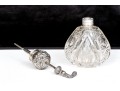 Pretty Antique English Sterling Silver And Cut Crystal Perfume Bottle, Circa 1902