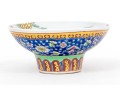 Beautiful Famille Rose Pedestal Bowl With Maidens In An Architectural Landscape