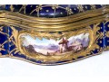 Antique Sevres Cobalt Blue Lattice Patterned Box With Village Scenes And Panels, Circa 1772