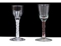 Two Antique Spiral Stem Cordial Glasses