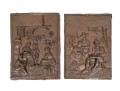 Pair Of Antique Hearth Scene Fireplace Tiles