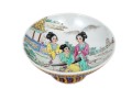Beautiful Famille Rose Pedestal Bowl With Maidens In An Architectural Landscape