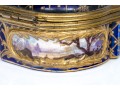 Antique Sevres Cobalt Blue Lattice Patterned Box With Village Scenes And Panels, Circa 1772