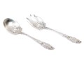 Sterling Silver Lovely Vintage Pierced Flower Motif Serving Fork And Spoon
