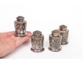 Four Sterling And Glass Bamboo Spice Shakers