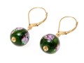 14k Yellow Gold Pretty Round Glass Ball Drop Earrings