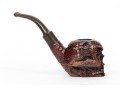 Unique Antique Folk Art Skull Motif Wooden Pipe, Painted Eyes