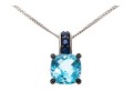 14K White Gold Necklace With 10K, Topaz And Sapphire Pendant