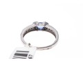 14k White Gold Contemporary Pale Blue Sapphire And Pave Set Diamond Ring, 0.19 TCW, Size 7