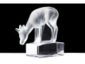 Lalique Charming Vintage Frosted And Clear Crystal Grazing Fawn