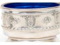 Four Sterling Salts With Blue Glass Inserts