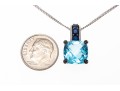 14K White Gold Necklace With 10K, Topaz And Sapphire Pendant