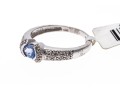 14k White Gold Contemporary Pale Blue Sapphire And Pave Set Diamond Ring, 0.19 TCW, Size 7