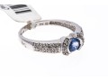 14k White Gold Contemporary Pale Blue Sapphire And Pave Set Diamond Ring, 0.19 TCW, Size 7