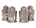 Four Sterling And Glass Bamboo Spice Shakers