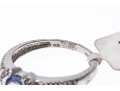 14k White Gold Contemporary Pale Blue Sapphire And Pave Set Diamond Ring, 0.19 TCW, Size 7