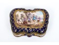 Antique Sevres Cobalt Blue Lattice Patterned Box With Village Scenes And Panels, Circa 1772