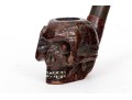 Unique Antique Folk Art Skull Motif Wooden Pipe, Painted Eyes