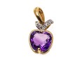 14k Yellow Gold Fun Apple Shaped Amethyst And Diamond Pendant