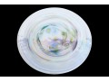 Yalos Casa Murano Beautiful Iridescent White Art Glass Round Platter