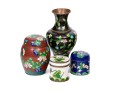 Lot Of Four Striking Vintage Chinese Cloisonne Pieces, Including A Ginger Jar