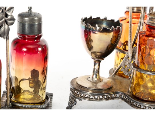 Amberina Coin Depression Glass Cruets And Spice Shakers